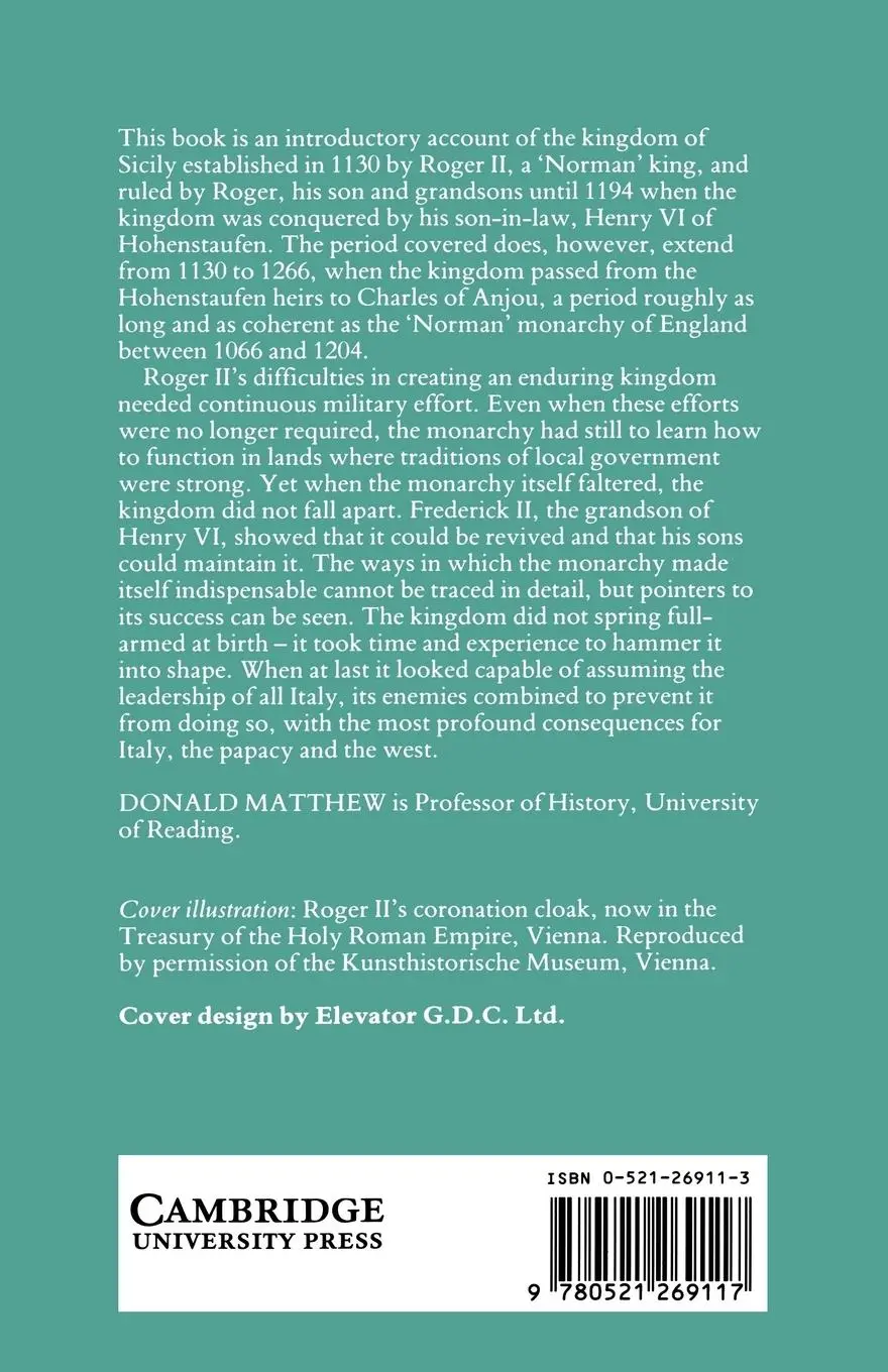 Rückseite: 9780521269117 | The Norman Kingdom of Sicily | Donald Matthew | Taschenbuch | Englisch