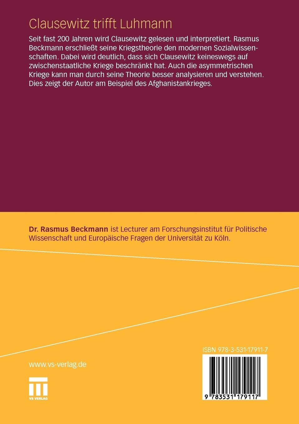 Rückseite: 9783531179117 | Clausewitz trifft Luhmann | Rasmus Beckmann | Taschenbuch | 249 S.