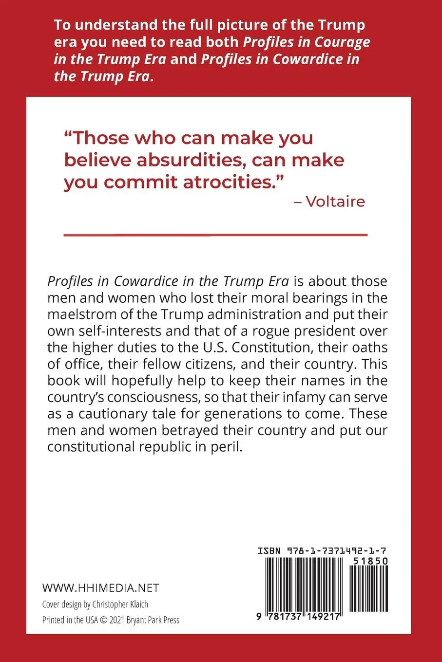 Rückseite: 9781737149217 | Profiles in Cowardice in the Trump Era | Kenneth Foard McCallion