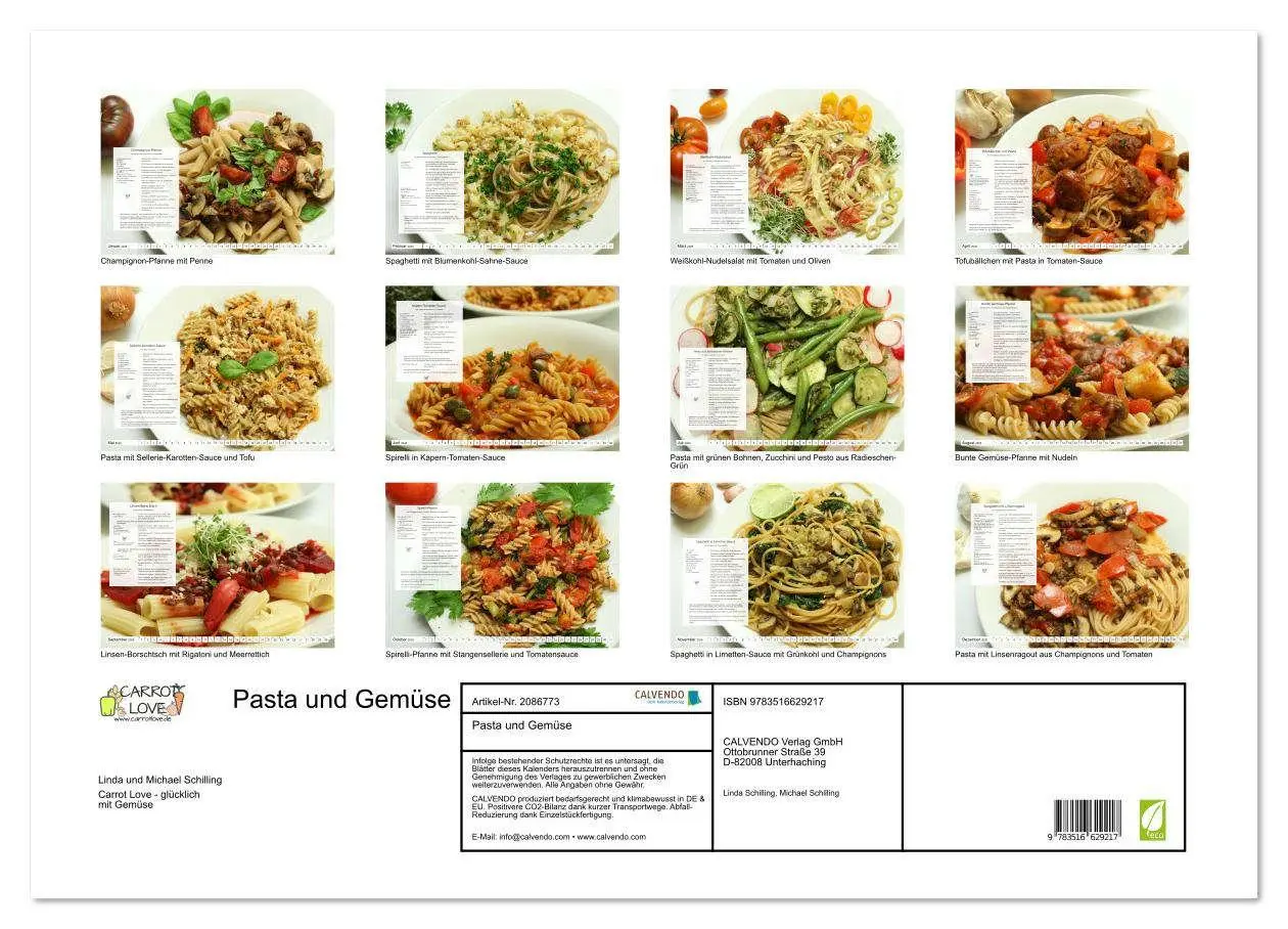 Bild: 9783516629217 | Pasta und Gemüse (Wandkalender 2026 DIN A2 quer), CALVENDO...