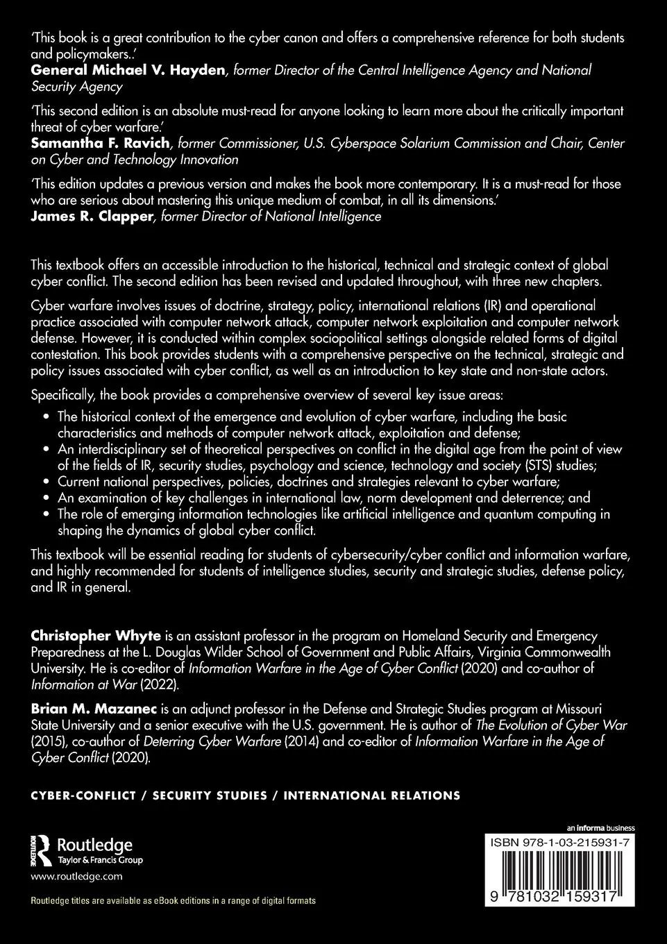 Rückseite: 9781032159317 | Understanding Cyber-Warfare | Politics, Policy and Strategy | Buch