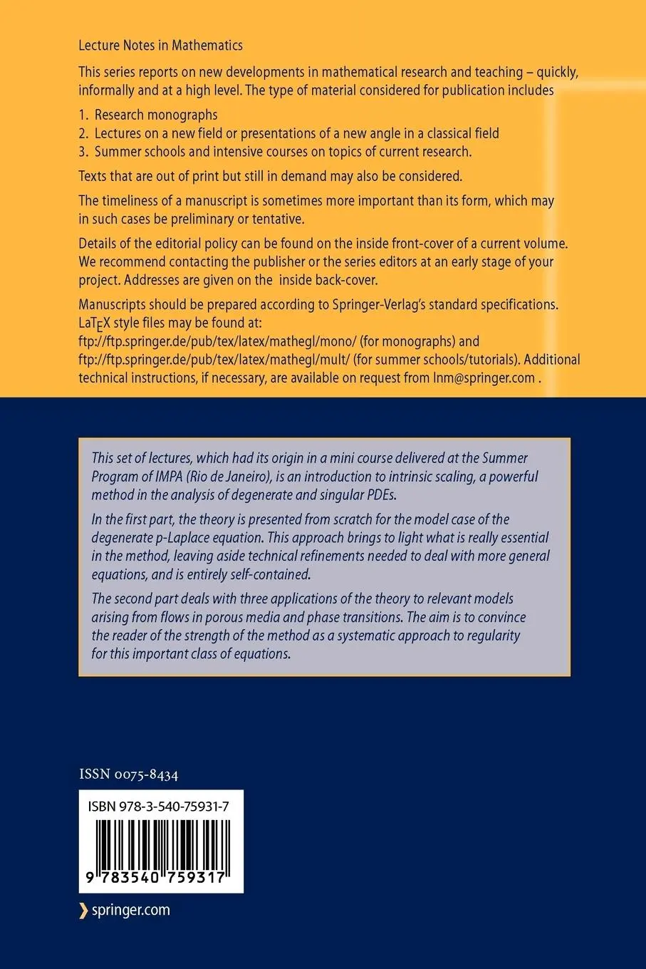 Rückseite: 9783540759317 | The Method of Intrinsic Scaling | José Miguel Urbano | Taschenbuch | x