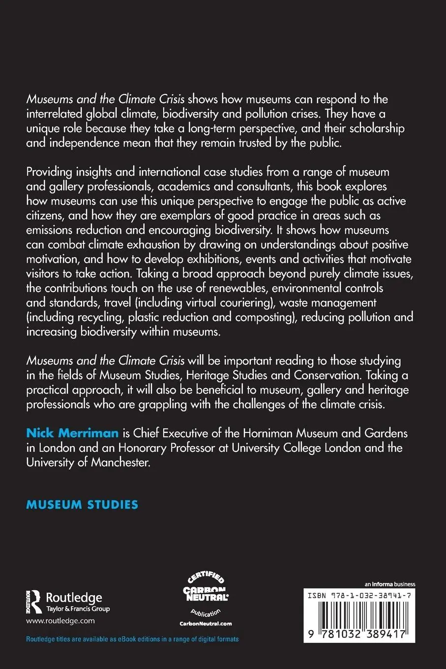 Rückseite: 9781032389417 | Museums and the Climate Crisis | Nick Merriman | Taschenbuch | 2023