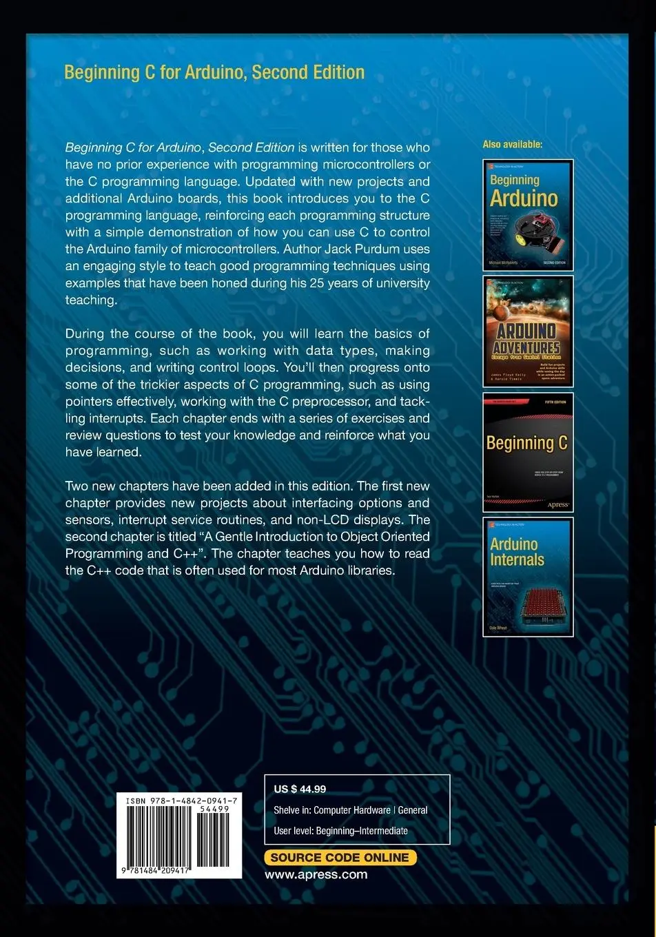 Rückseite: 9781484209417 | Beginning C for Arduino, Second Edition | Jack Purdum | Taschenbuch
