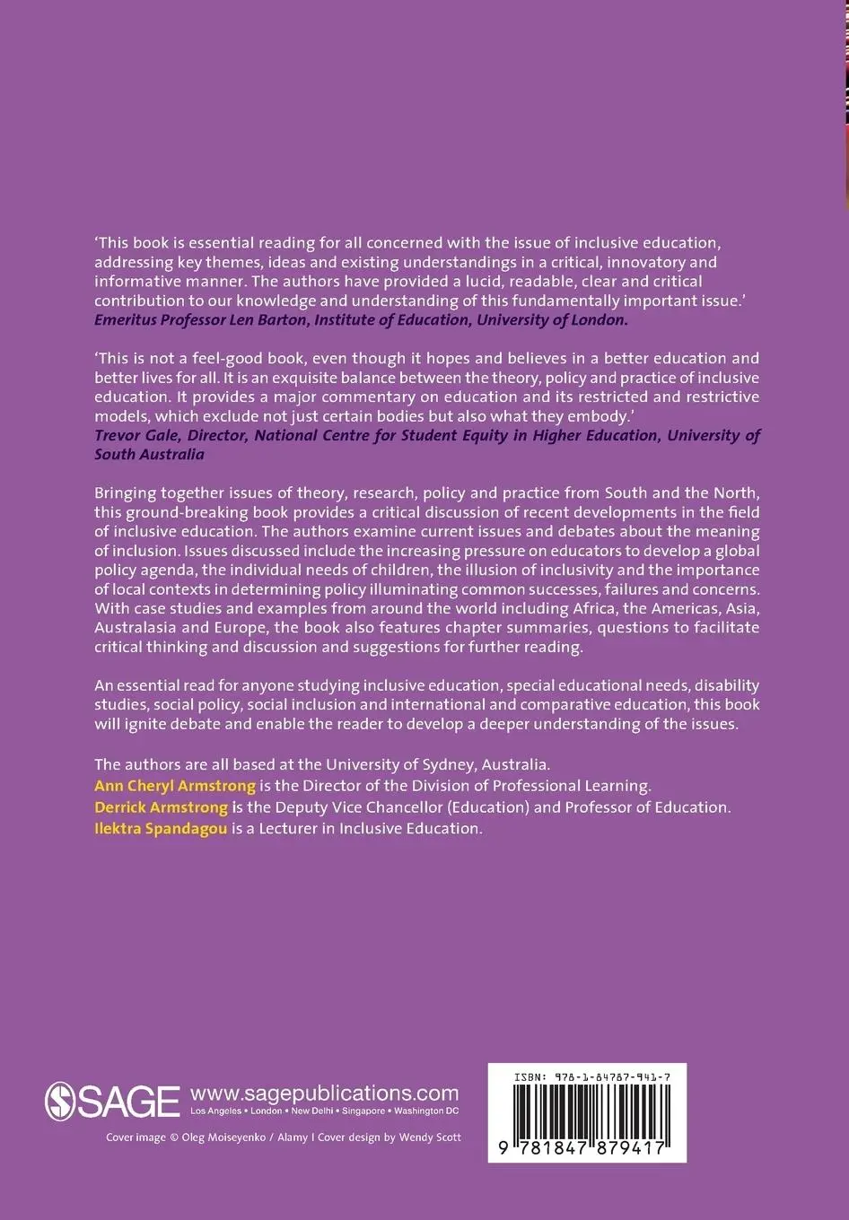 Rückseite: 9781847879417 | Inclusive Education | International Policy &amp; Practice | Taschenbuch