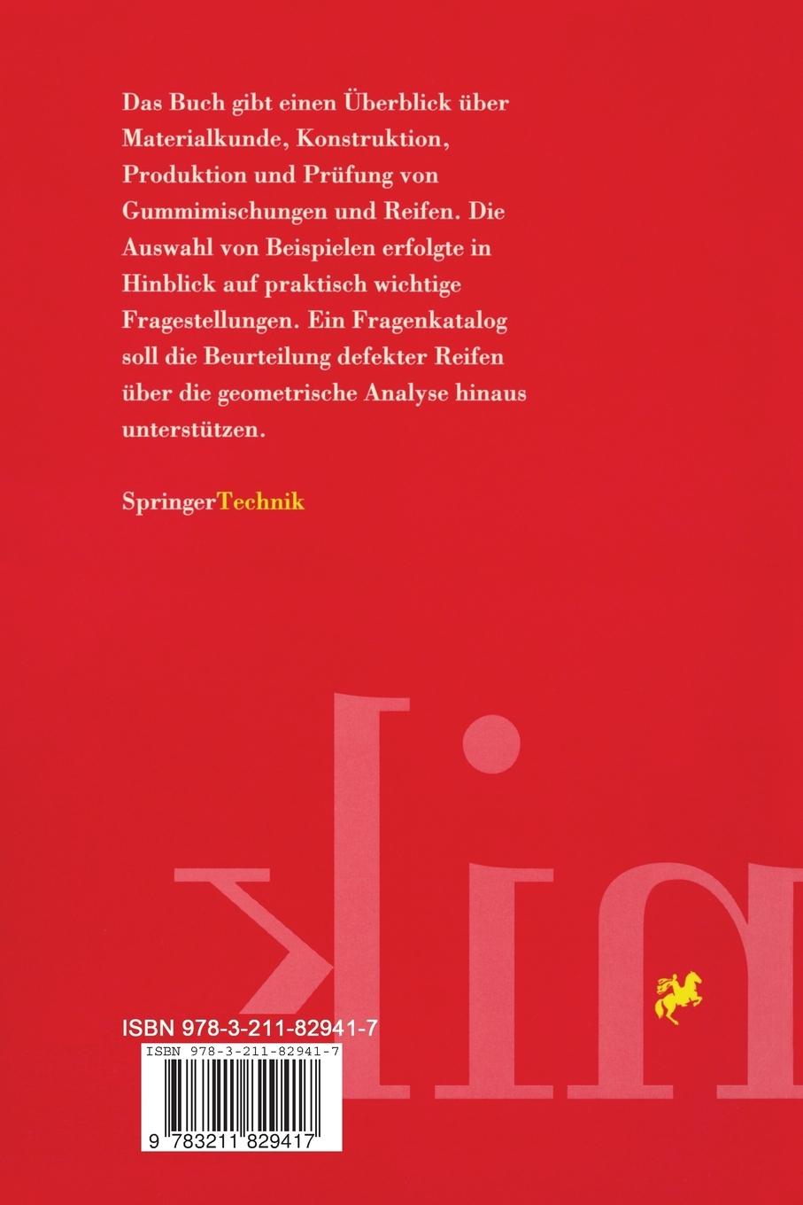 Rückseite: 9783211829417 | Handbuch der Reifentechnik | Horst W. Stumpf | Taschenbuch | viii