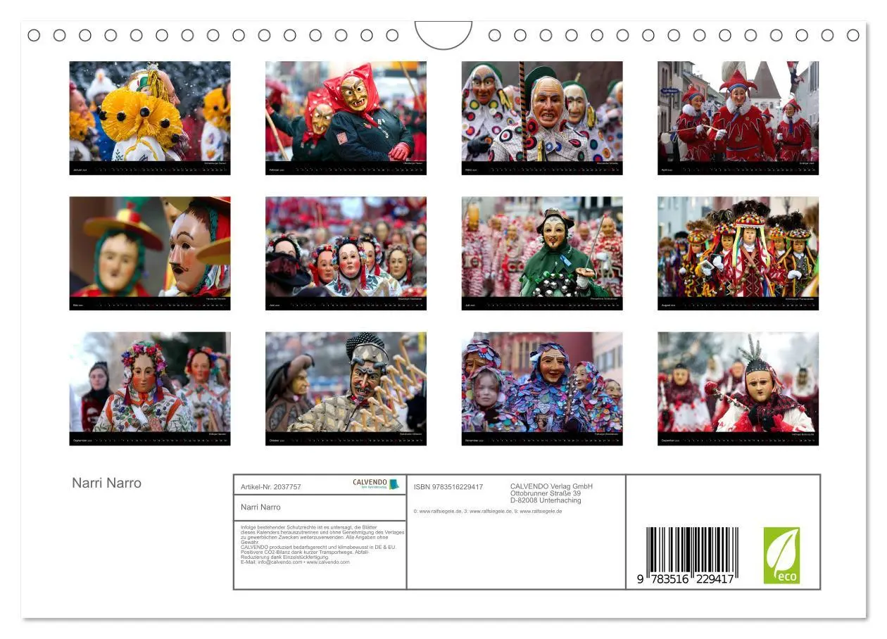 Bild: 9783516229417 | Narri Narro (Wandkalender 2026 DIN A4 quer), CALVENDO Monatskalender