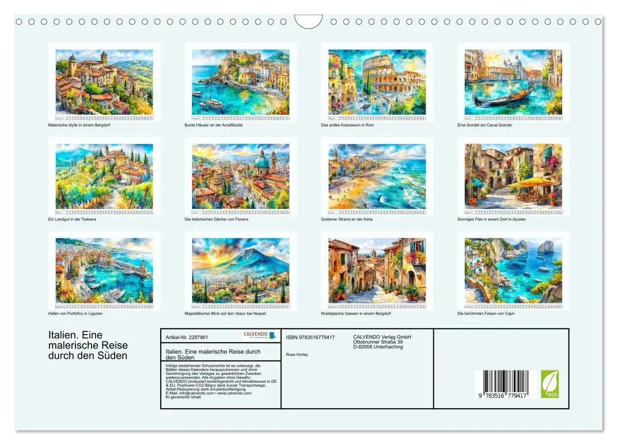 Bild: 9783516779417 | Italien. Eine malerische Reise durch den Süden (Wandkalender 2027...
