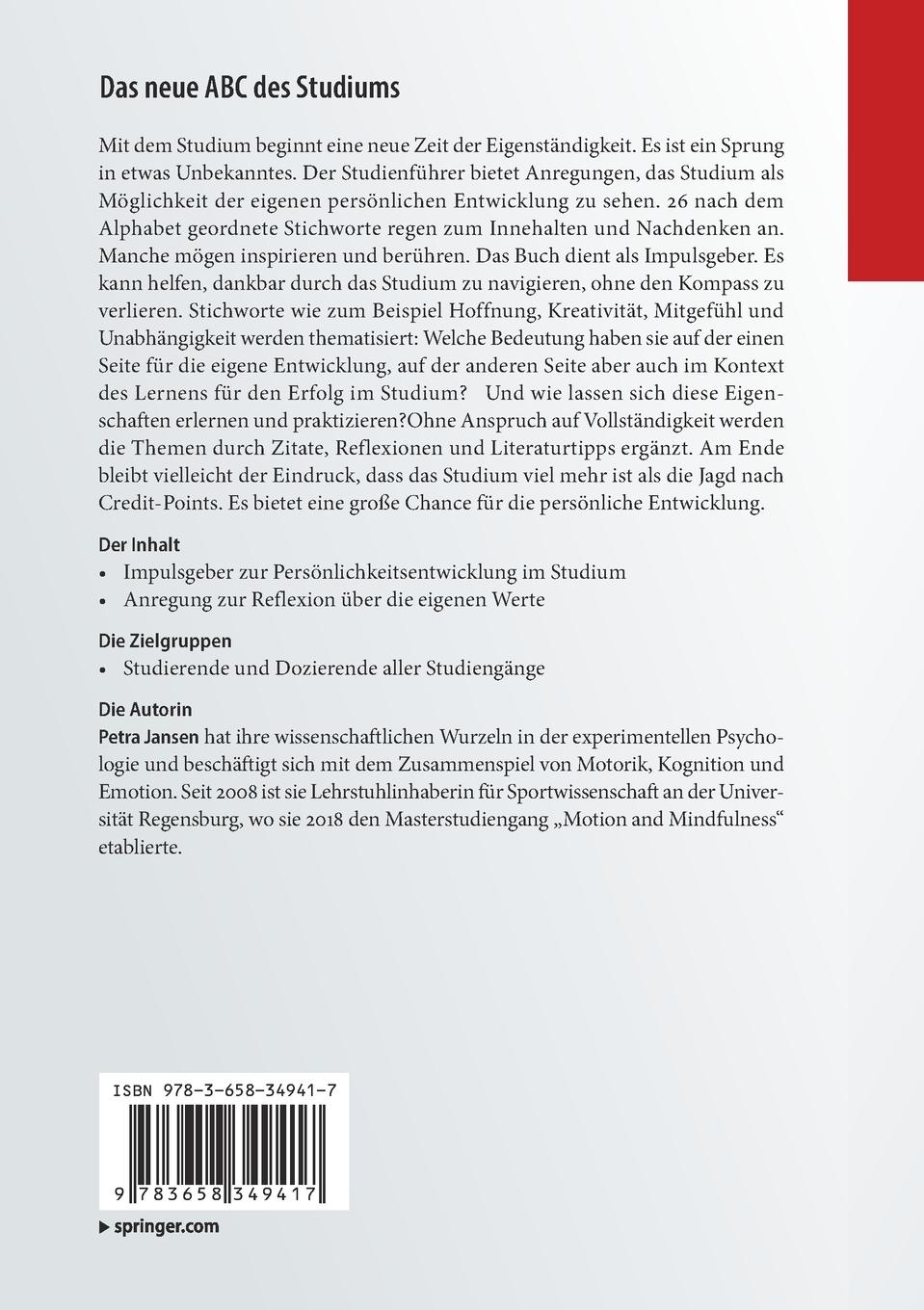 Rückseite: 9783658349417 | Das neue ABC des Studiums | Ein etwas anderer Ratgeber für Studierende