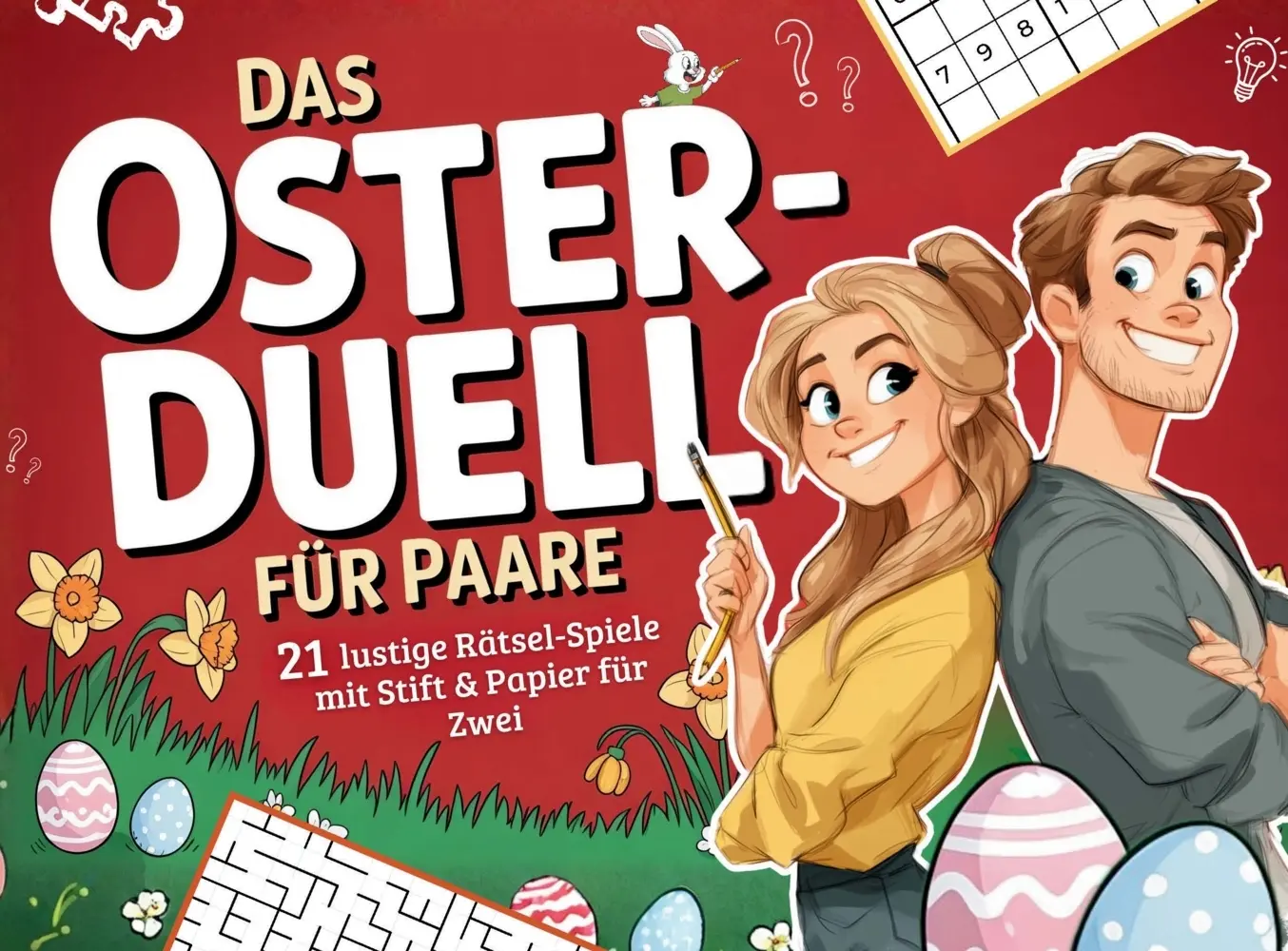Cover: 9783911099417 | Das Oster-Duell für Paare: 21 lustige Rätsel-Spiele mit Stift &amp;...