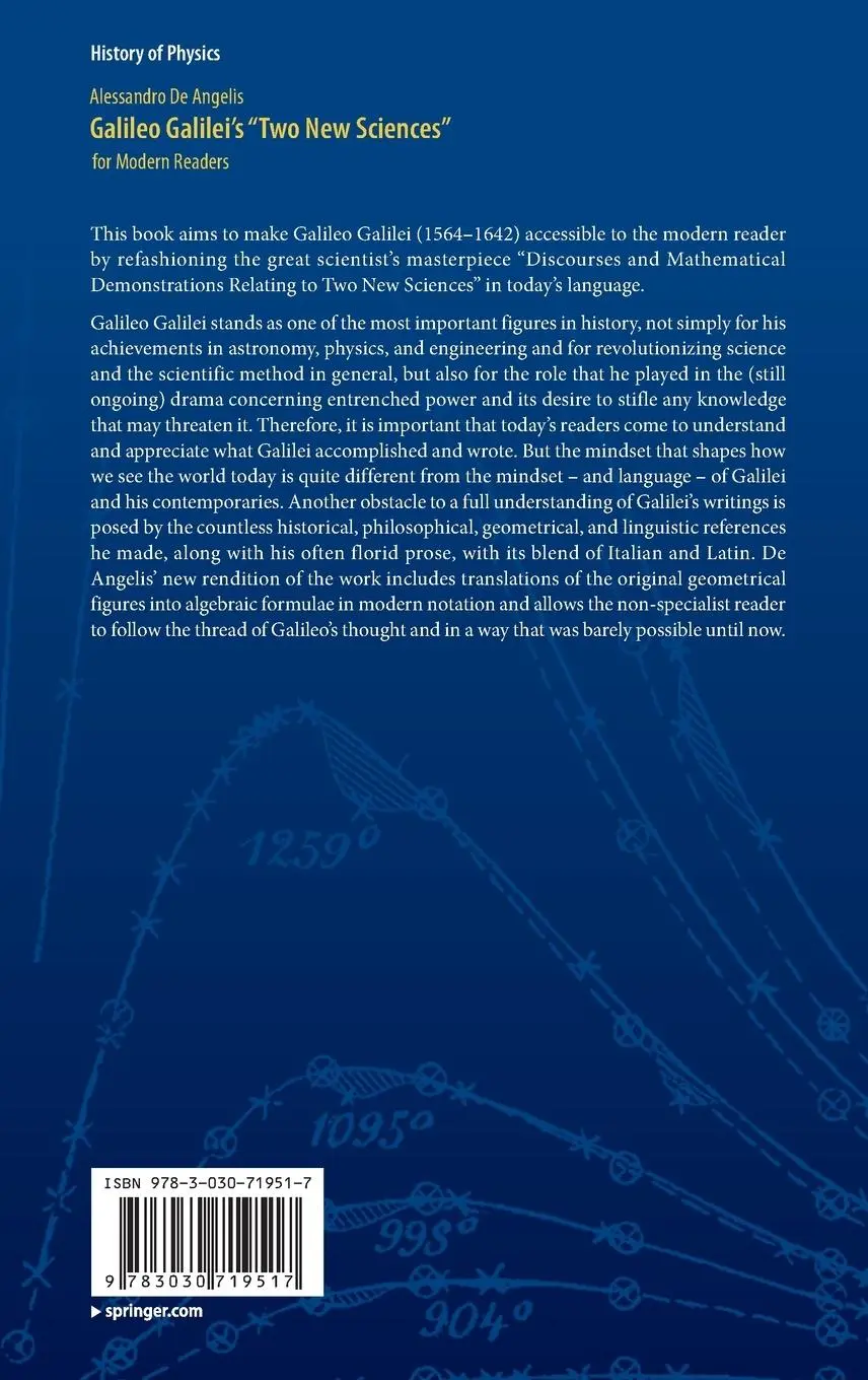 Rückseite: 9783030719517 | Galileo Galilei's "Two New Sciences" | for Modern Readers | Angelis