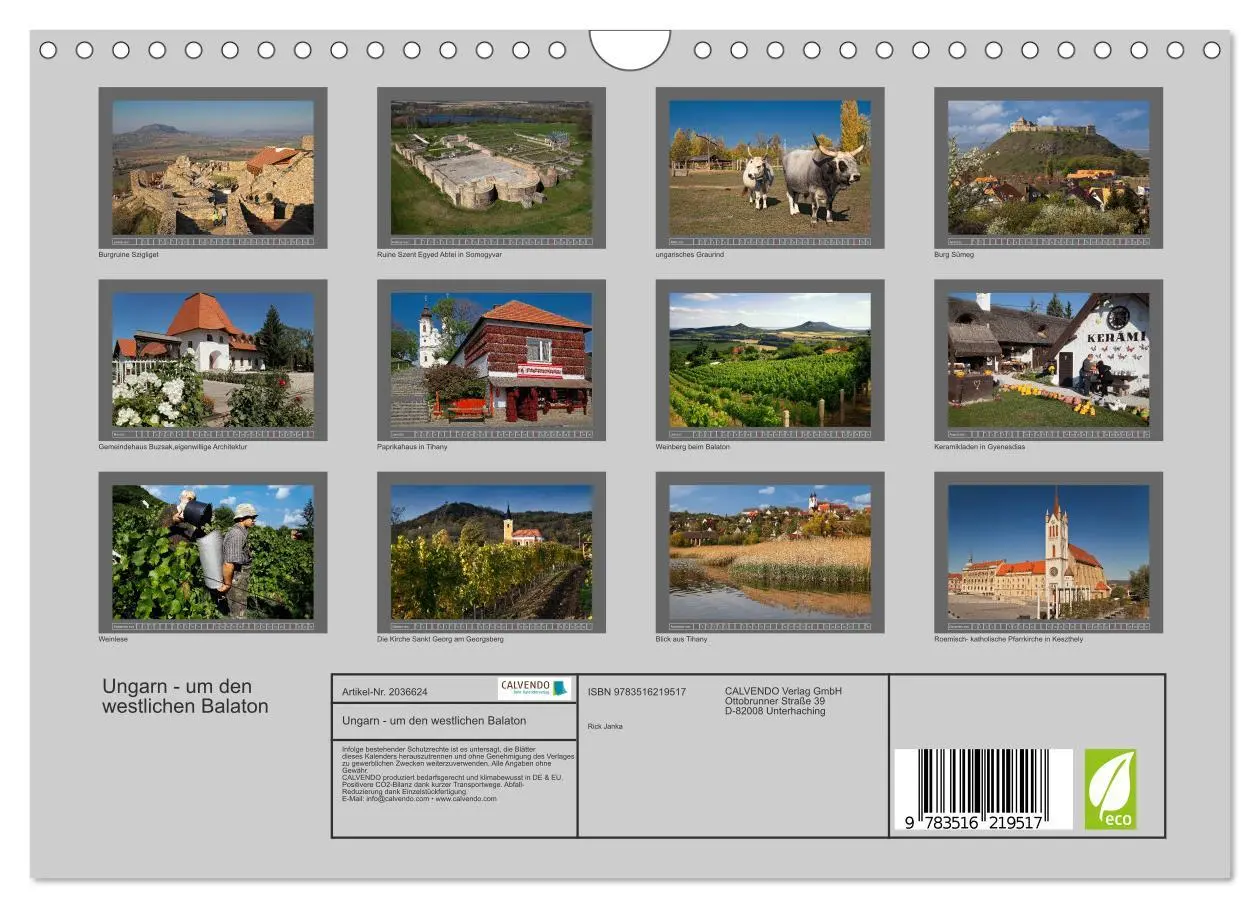 Bild: 9783516219517 | Ungarn - um den westlichen Balaton (Wandkalender 2026 DIN A4 quer),...