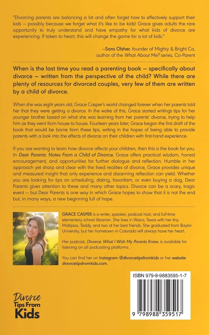 Rückseite: 9798988359517 | Dear Parents | Notes From a Child of Divorce | Grace Casper | Buch