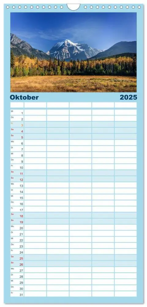 Bild: 9783457119617 | Familienplaner 2025 - West-Kanada mit 5 Spalten (Wandkalender, 21 x...