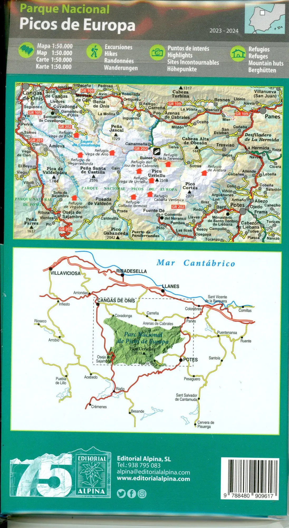 Bild: 9788480909617 | Parque Nacional Picos de Europa 1:50000 | (Land-)Karte | Englisch