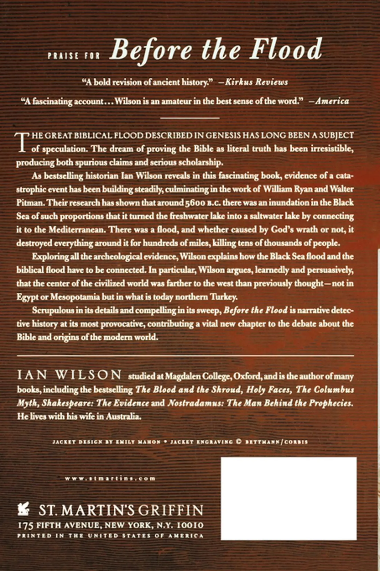 Rückseite: 9780312319717 | Before the Flood | Ian Wilson | Taschenbuch | Kartoniert / Broschiert