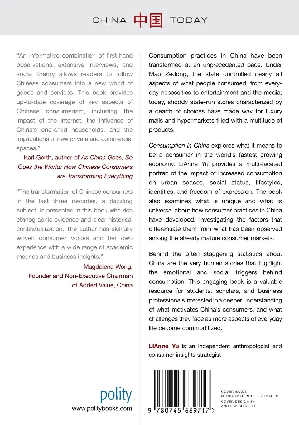 Rückseite: 9780745669717 | Consumption in China | Lianne Yu | Taschenbuch | 176 S. | Englisch