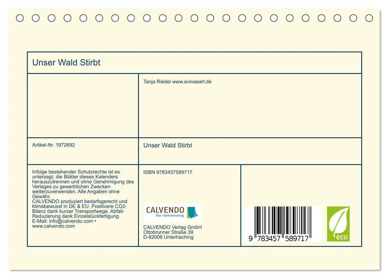 Bild: 9783457589717 | Unser Wald Stirbt (Tischkalender 2026 DIN A5 quer), CALVENDO...