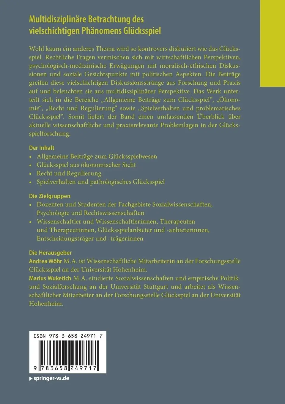 Rückseite: 9783658249717 | Multidisziplinäre Betrachtung des vielschichtigen Phänomens...