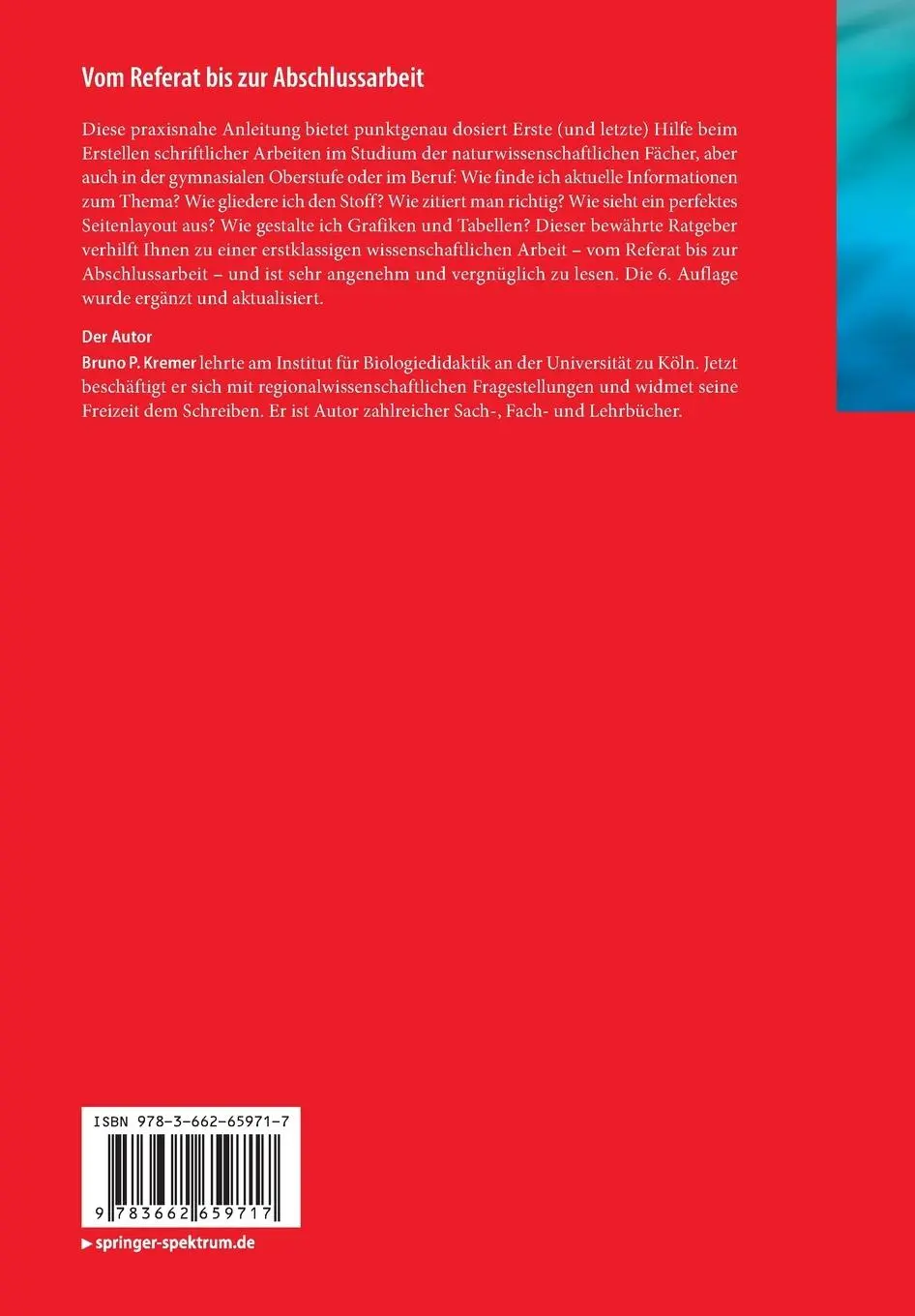 Rückseite: 9783662659717 | Vom Referat bis zur Abschlussarbeit | Bruno P. Kremer | Taschenbuch