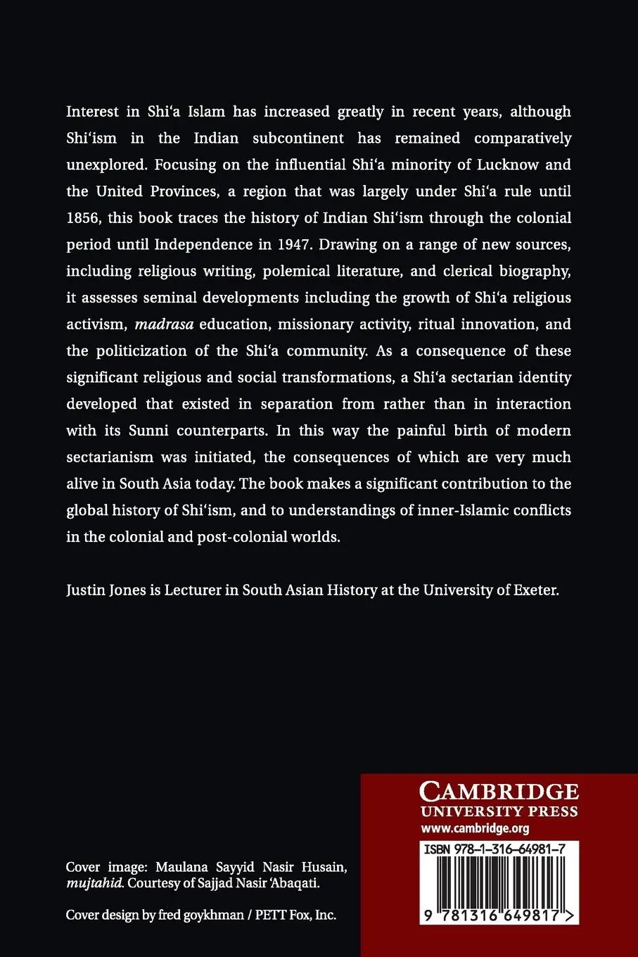 Rückseite: 9781316649817 | Shi'a Islam in Colonial India | Justin Jones | Taschenbuch | Englisch