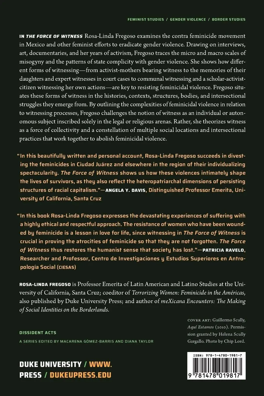 Rückseite: 9781478019817 | The Force of Witness | Contra Feminicide | Rosa-Linda Fregoso | Buch