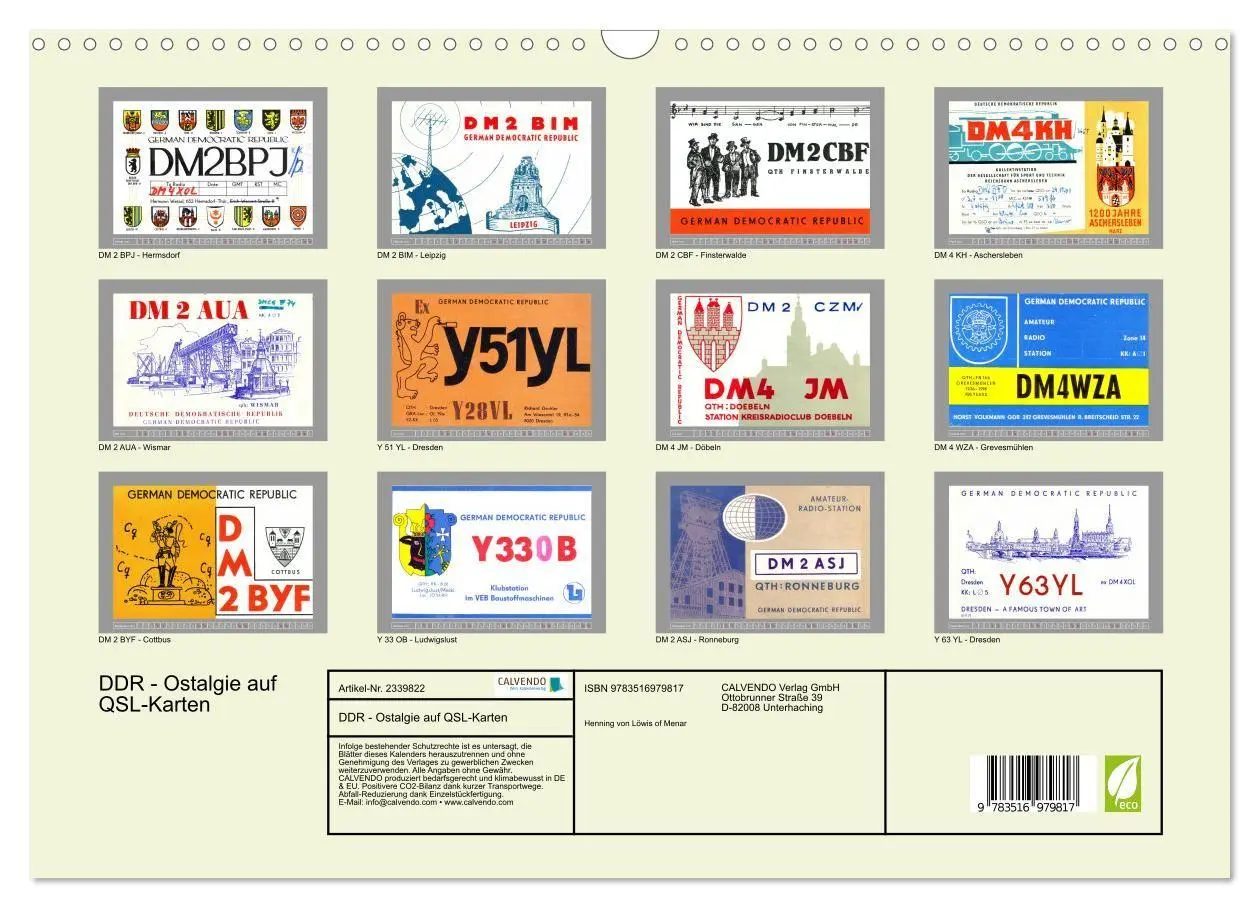 Bild: 9783516979817 | DDR - Ostalgie auf QSL-Karten (Wandkalender 2027 DIN A3 quer),...