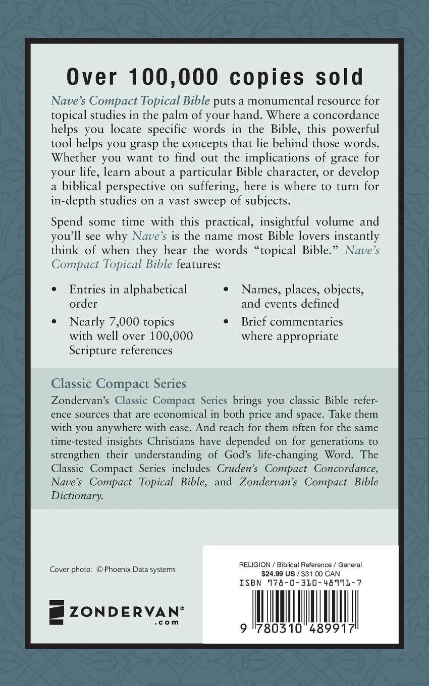 Rückseite: 9780310489917 | Nave's Compact Topical Bible | Orville J. Nave | Taschenbuch | 1999