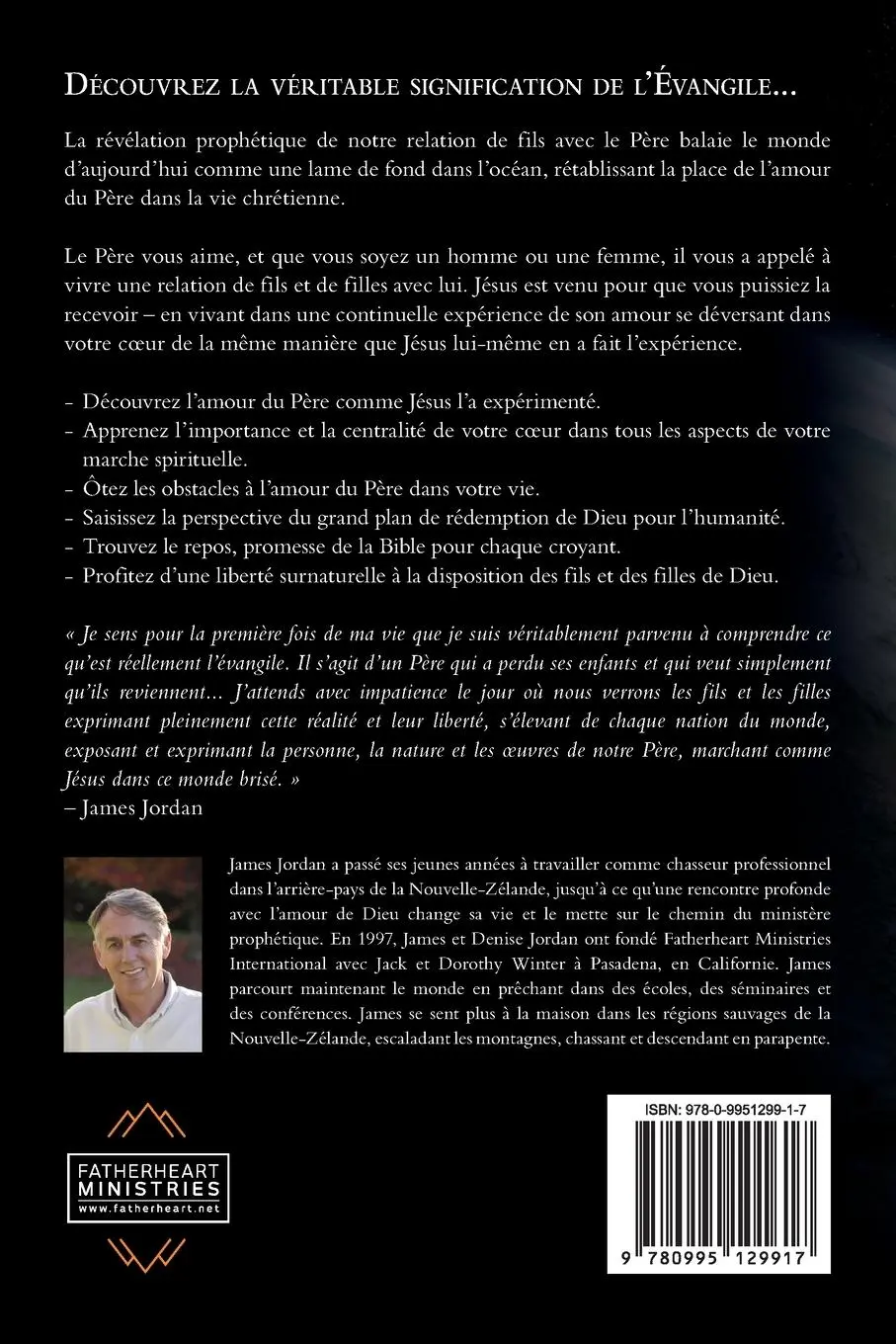 Rückseite: 9780995129917 | Un C¿ur De Fils | Un voyage dans le c¿ur du Père | M. James Jordan