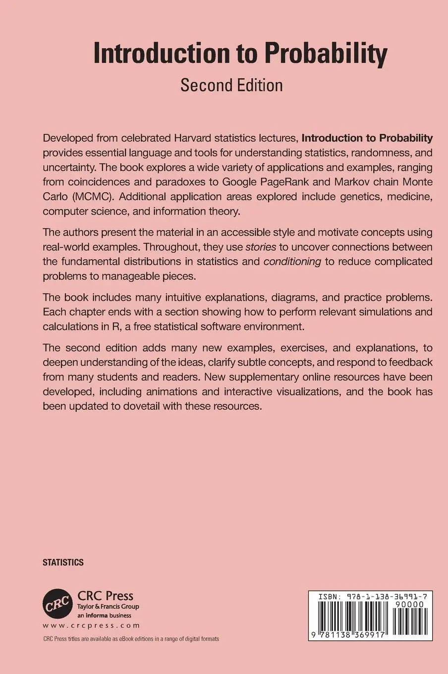 Rückseite: 9781138369917 | Introduction to Probability, Second Edition | Blitzstein (u. a.)