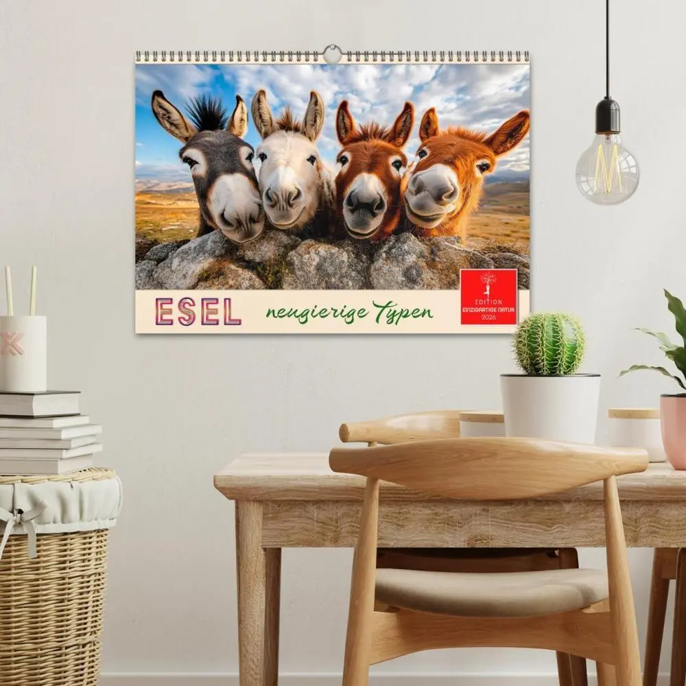 Bild: 9783457329917 | Esel - neugierige Typen (Wandkalender 2026 DIN A3 quer), CALVENDO...