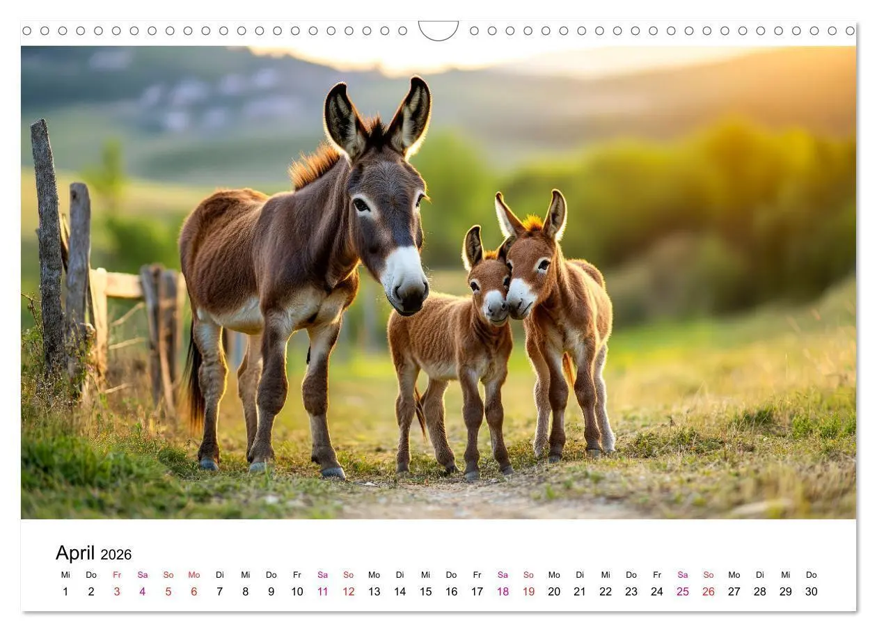 Bild: 9783457329917 | Esel - neugierige Typen (Wandkalender 2026 DIN A3 quer), CALVENDO...