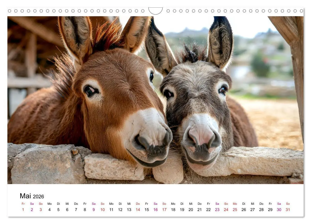 Bild: 9783457329917 | Esel - neugierige Typen (Wandkalender 2026 DIN A3 quer), CALVENDO...