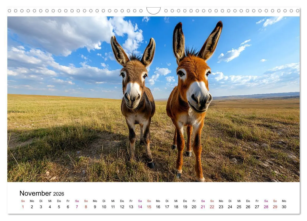 Bild: 9783457329917 | Esel - neugierige Typen (Wandkalender 2026 DIN A3 quer), CALVENDO...