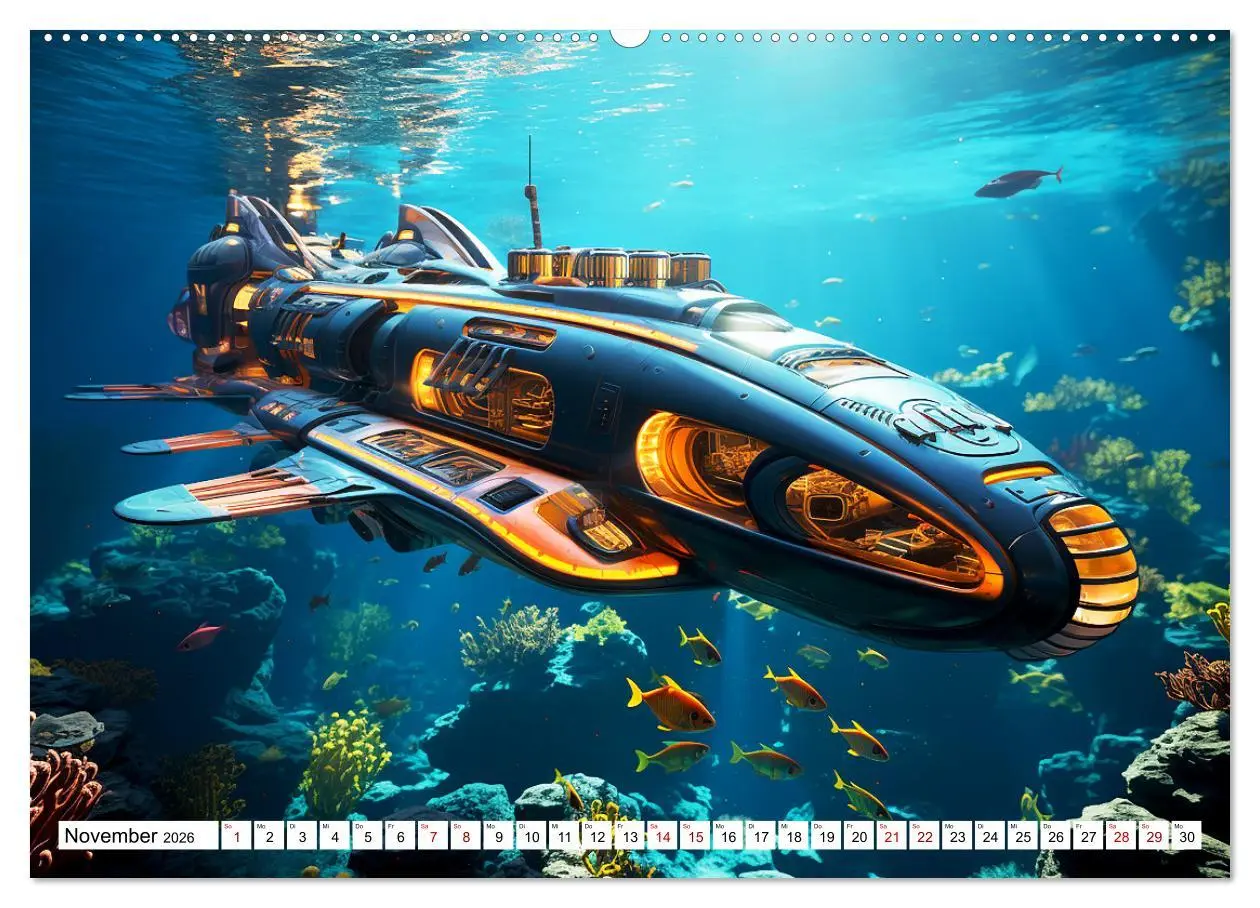 Bild: 9783457499917 | Futuristische U-Boote (Wandkalender 2026 DIN A2 quer), CALVENDO...