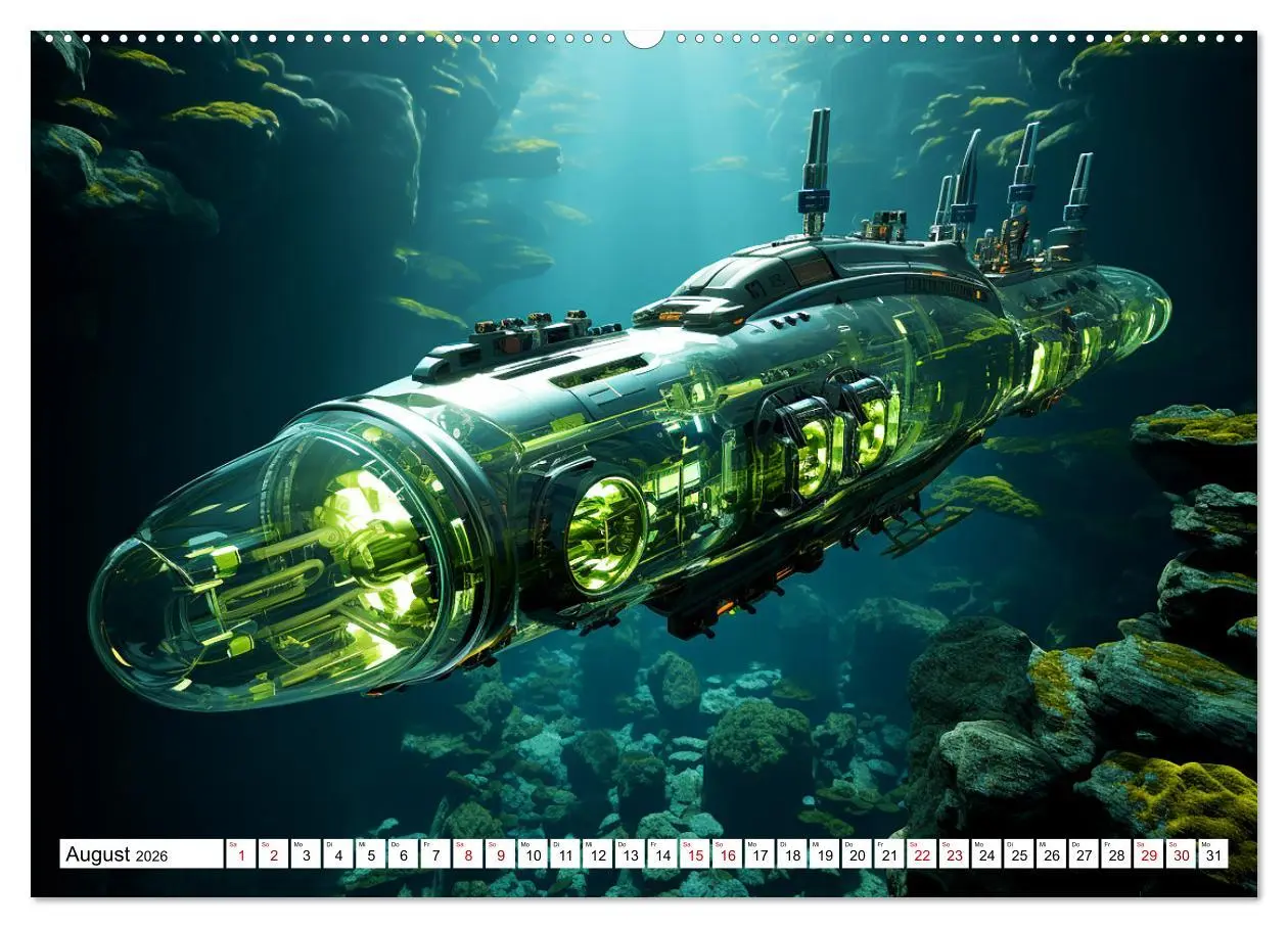 Bild: 9783457499917 | Futuristische U-Boote (Wandkalender 2026 DIN A2 quer), CALVENDO...