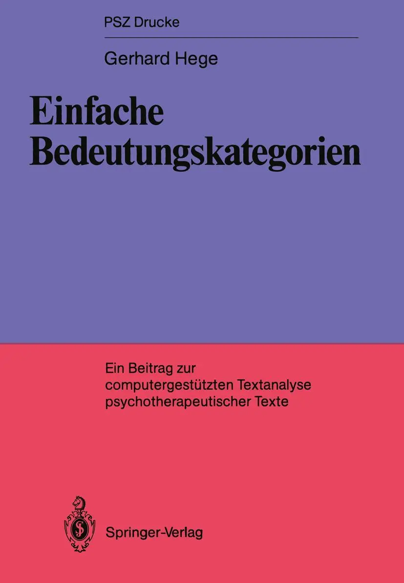Cover: 9783540179917 | Einfache Bedeutungskategorien | Gerhard Hege | Taschenbuch | viii
