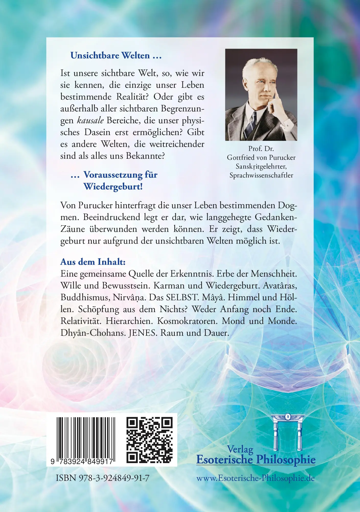 Rückseite: 9783924849917 | Sichtbare und unsichtbare Welten | Gottfried von Purucker | Buch