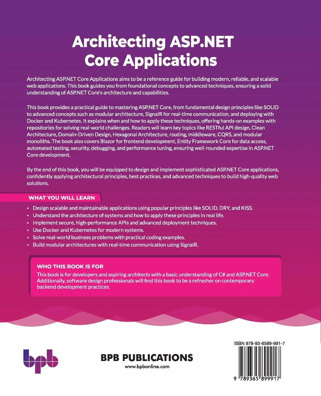 Rückseite: 9789365899917 | Architecting ASP.NET Core Applications | Dario Benevento | Taschenbuch