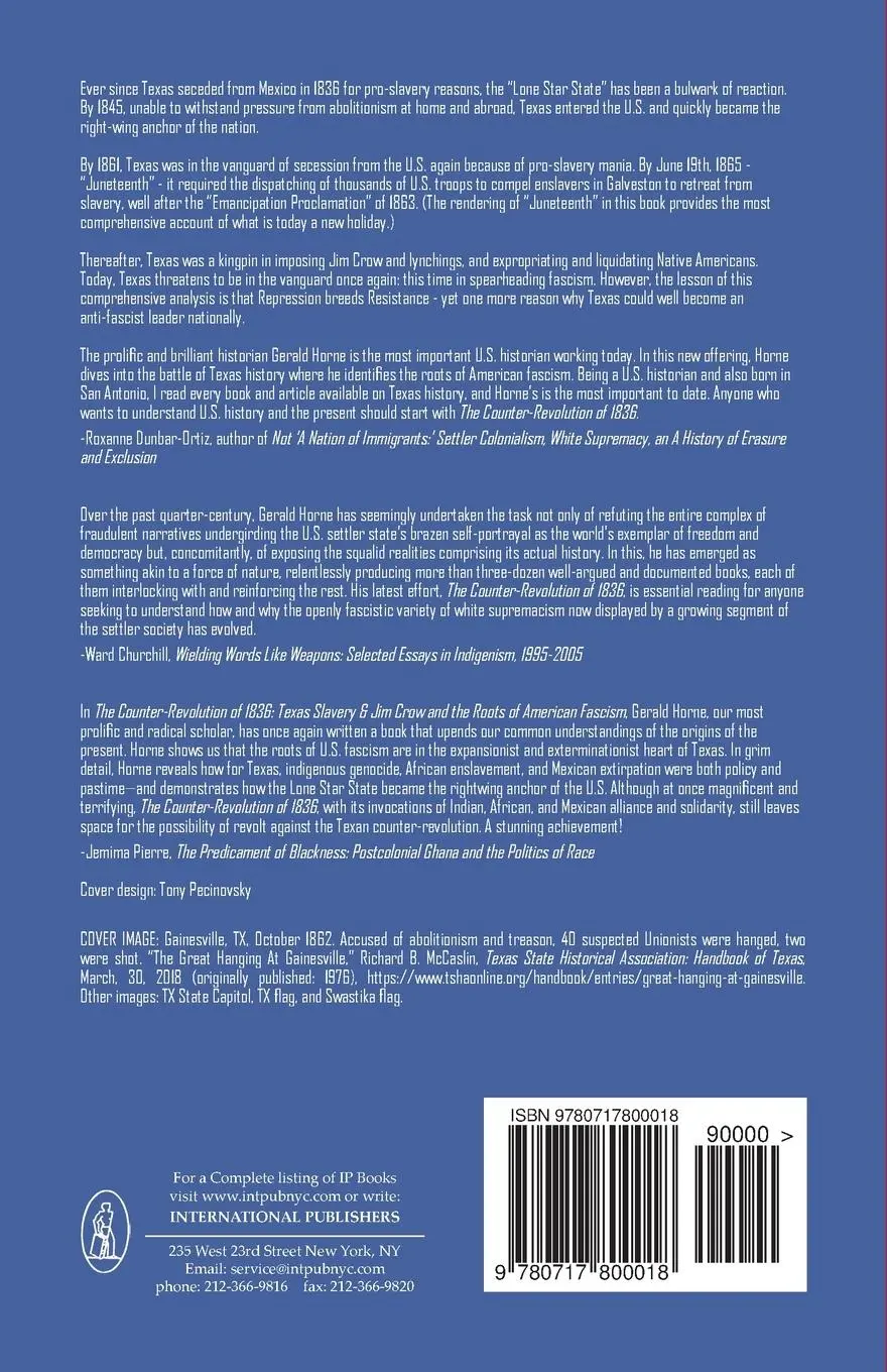 Rückseite: 9780717800018 | The Counter Revolution of 1836 | Gerald Horne | Taschenbuch | Englisch