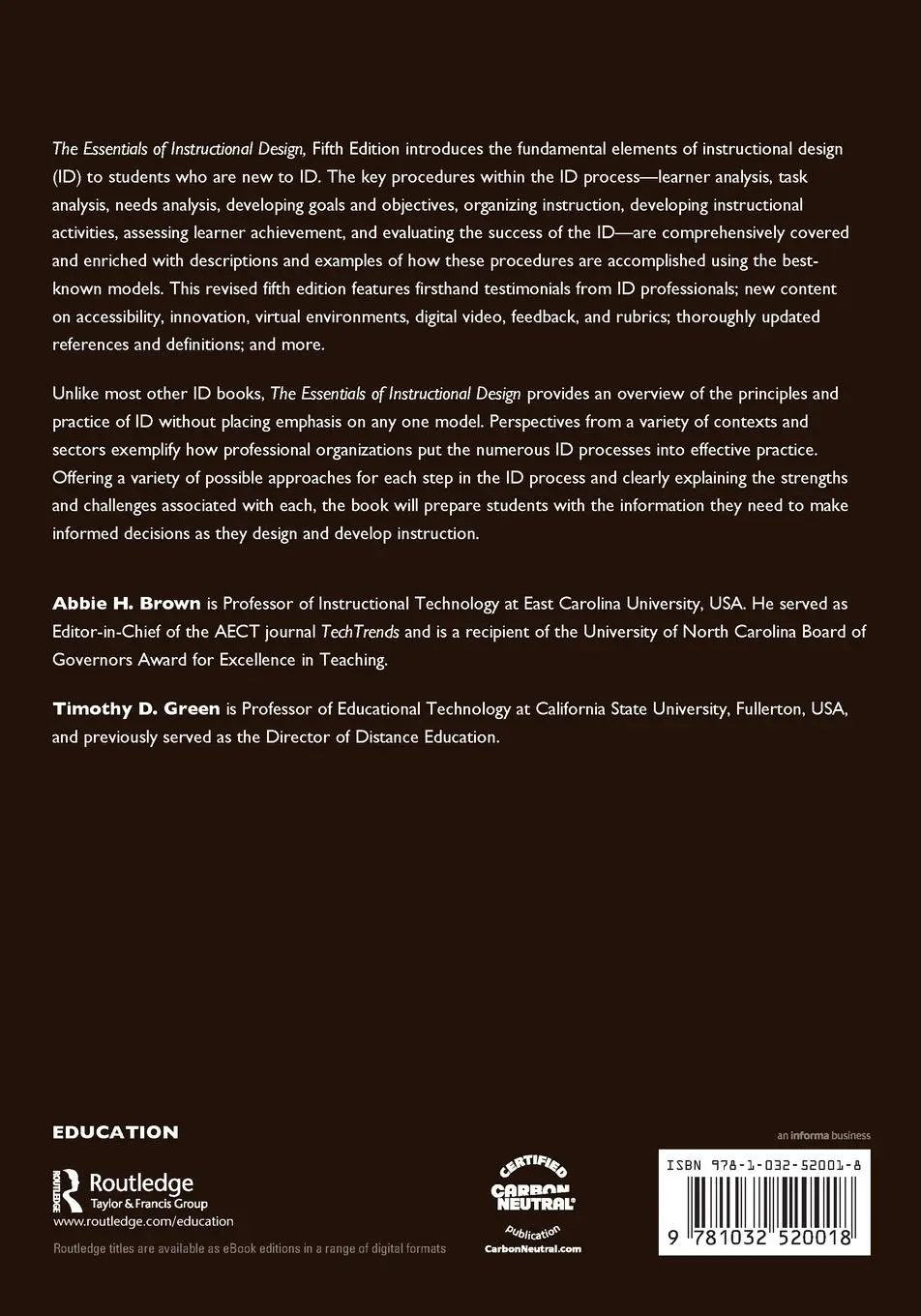 Rückseite: 9781032520018 | The Essentials of Instructional Design | Abbie H. Brown (u. a.) | Buch