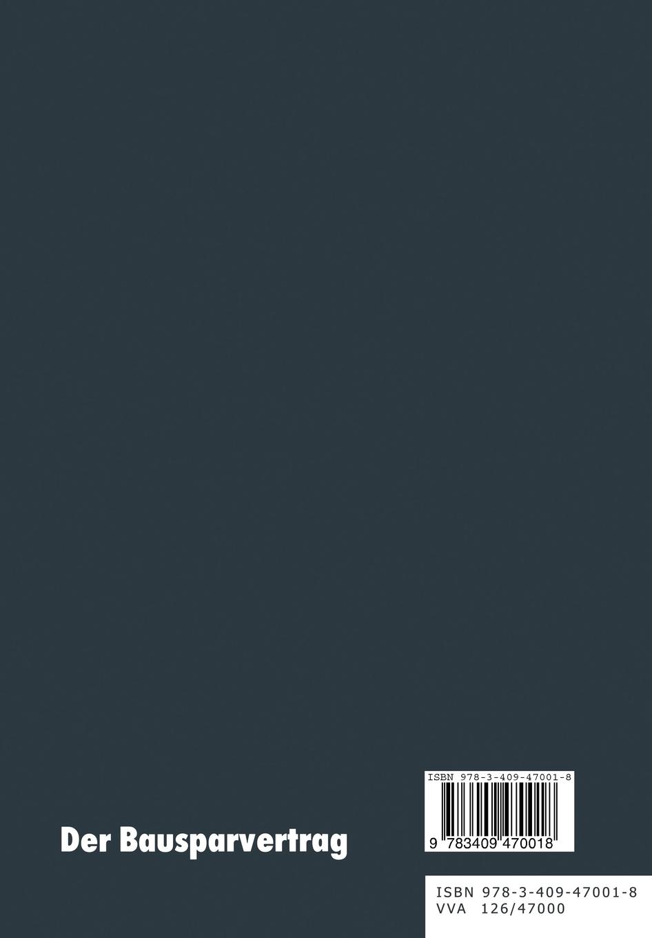 Rückseite: 9783409470018 | Der Bausparvertrag | Achim Zink | Taschenbuch | 110 S. | Deutsch
