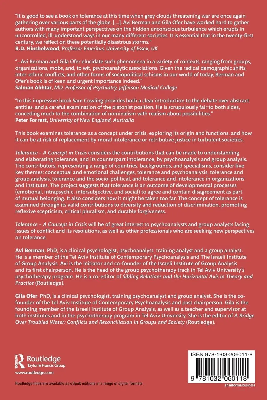 Rückseite: 9781032060118 | Tolerance - A Concept in Crisis | Avi Berman (u. a.) | Taschenbuch