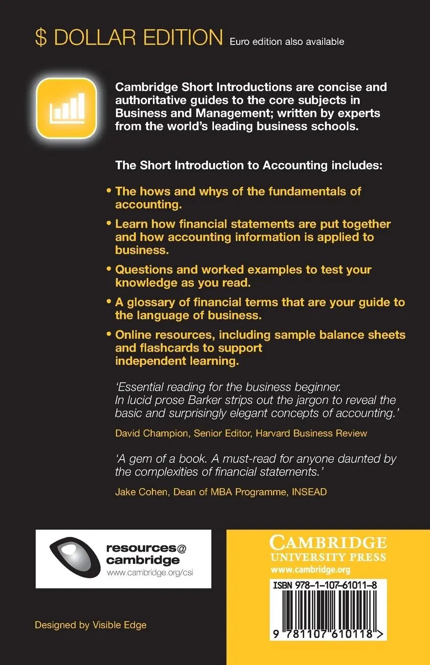 Rückseite: 9781107610118 | Short Introduction to Accounting (Dollar edition) | Richard Barker