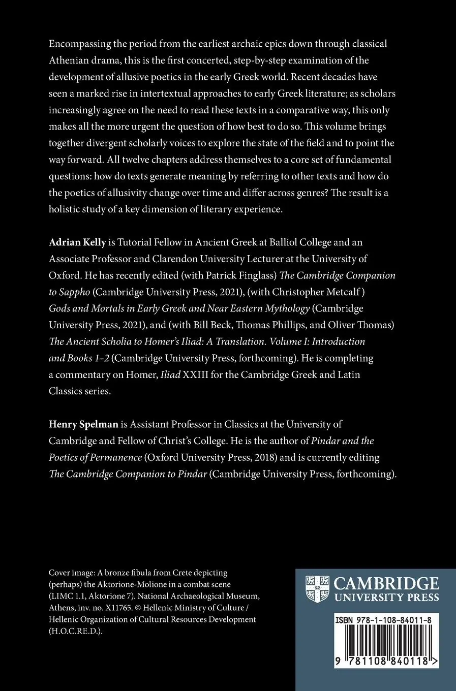 Rückseite: 9781108840118 | Texts and Intertexts in Archaic and Classical Greece | Kelly (u. a.)