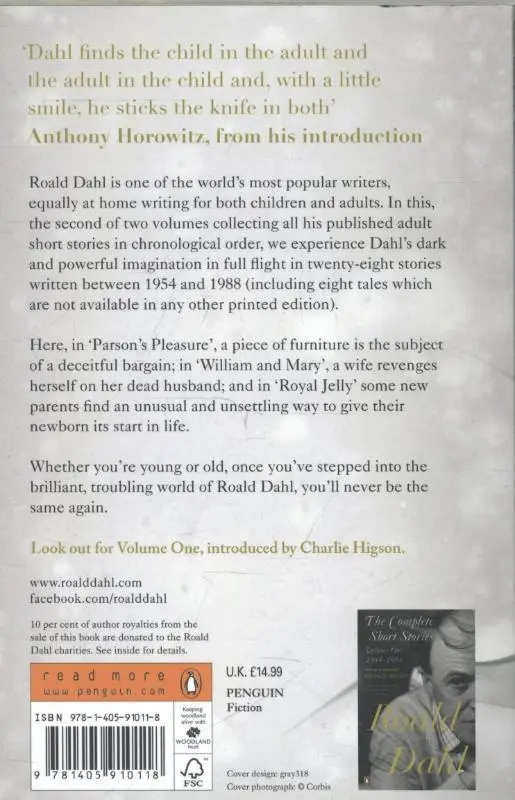 Rückseite: 9781405910118 | The Complete Short Stories 2 | Roald Dahl | Taschenbuch | 832 S.