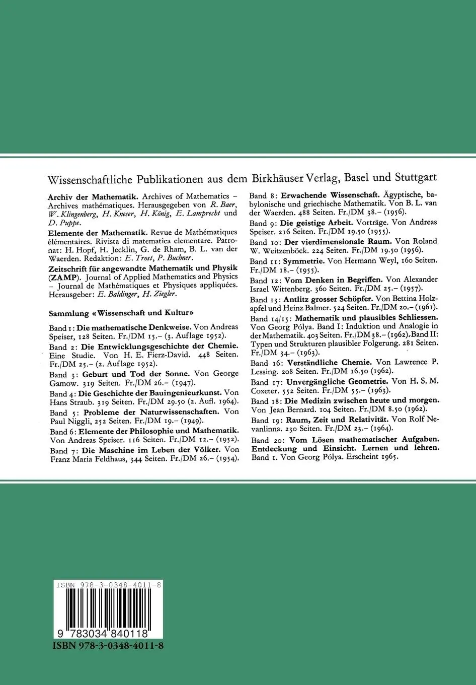 Rückseite: 9783034840118 | Einführung in die Funktionentheorie | R. Nevanlinna | Taschenbuch