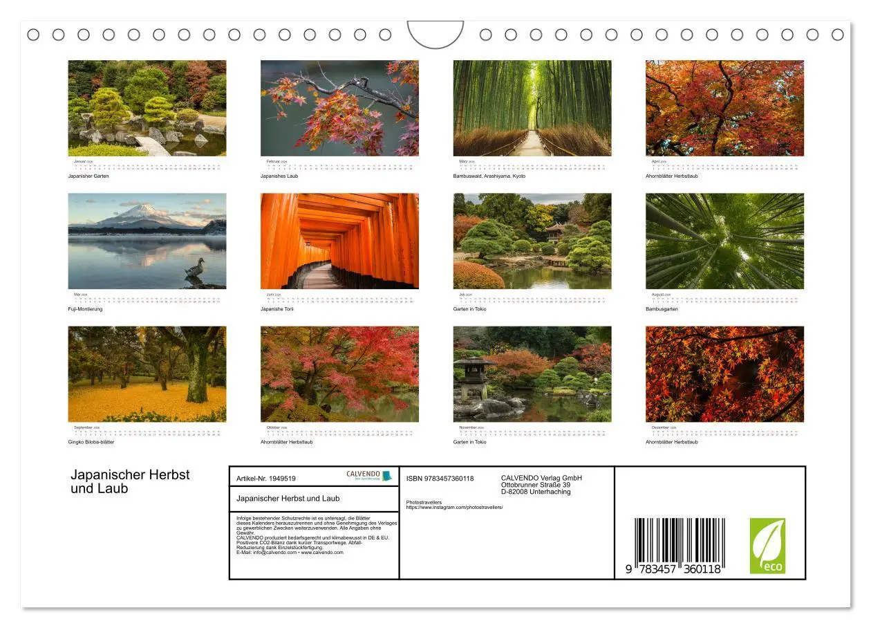 Bild: 9783457360118 | Japanischer Herbst und Laub (Wandkalender 2026 DIN A4 quer),...