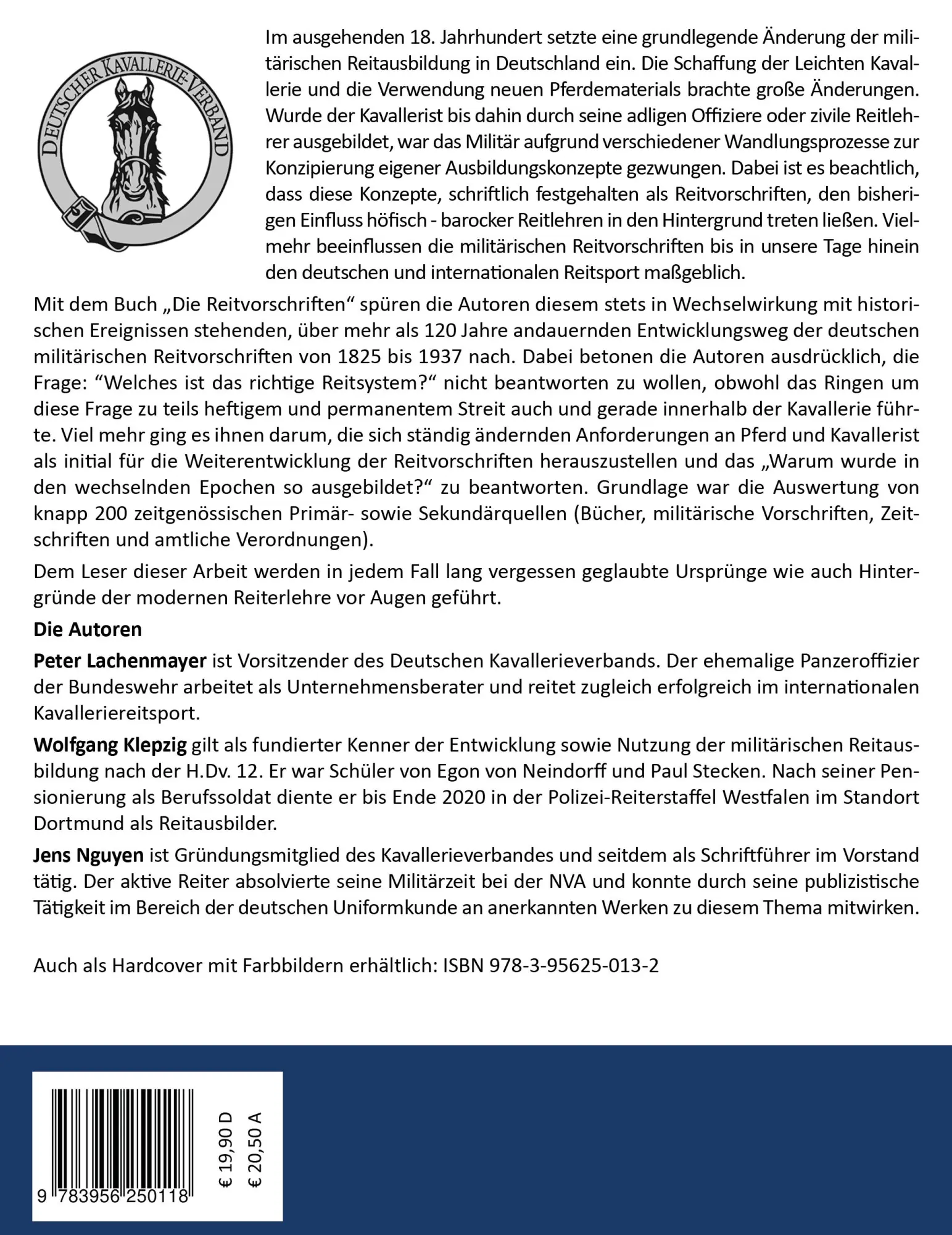 Rückseite: 9783956250118 | Die Reitvorschriften der deutschen Kavallerie (Paperback SW Ausgabe)