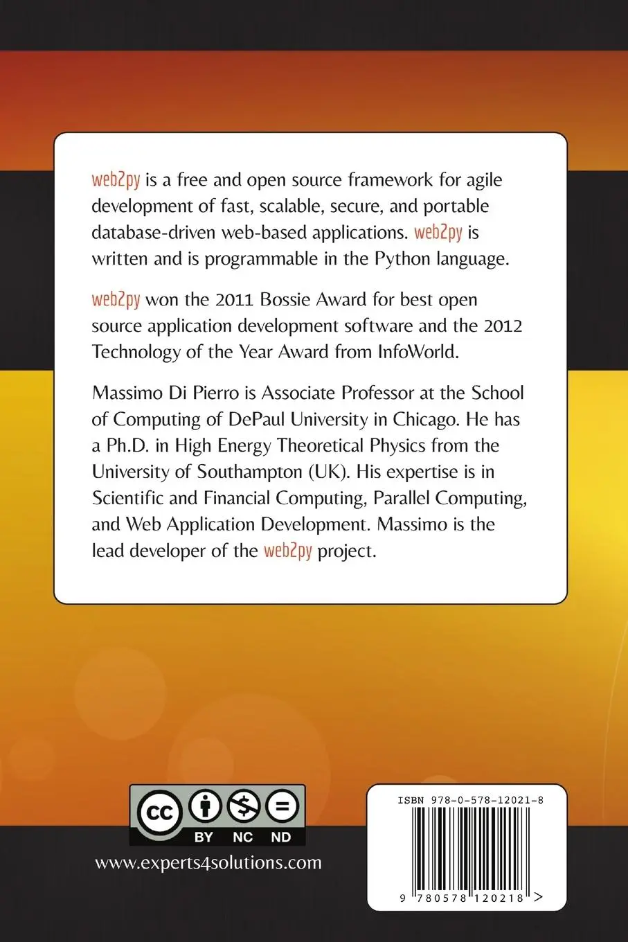Rückseite: 9780578120218 | web2py (5th Edition) | Massimo Di Pierro | Taschenbuch | Englisch